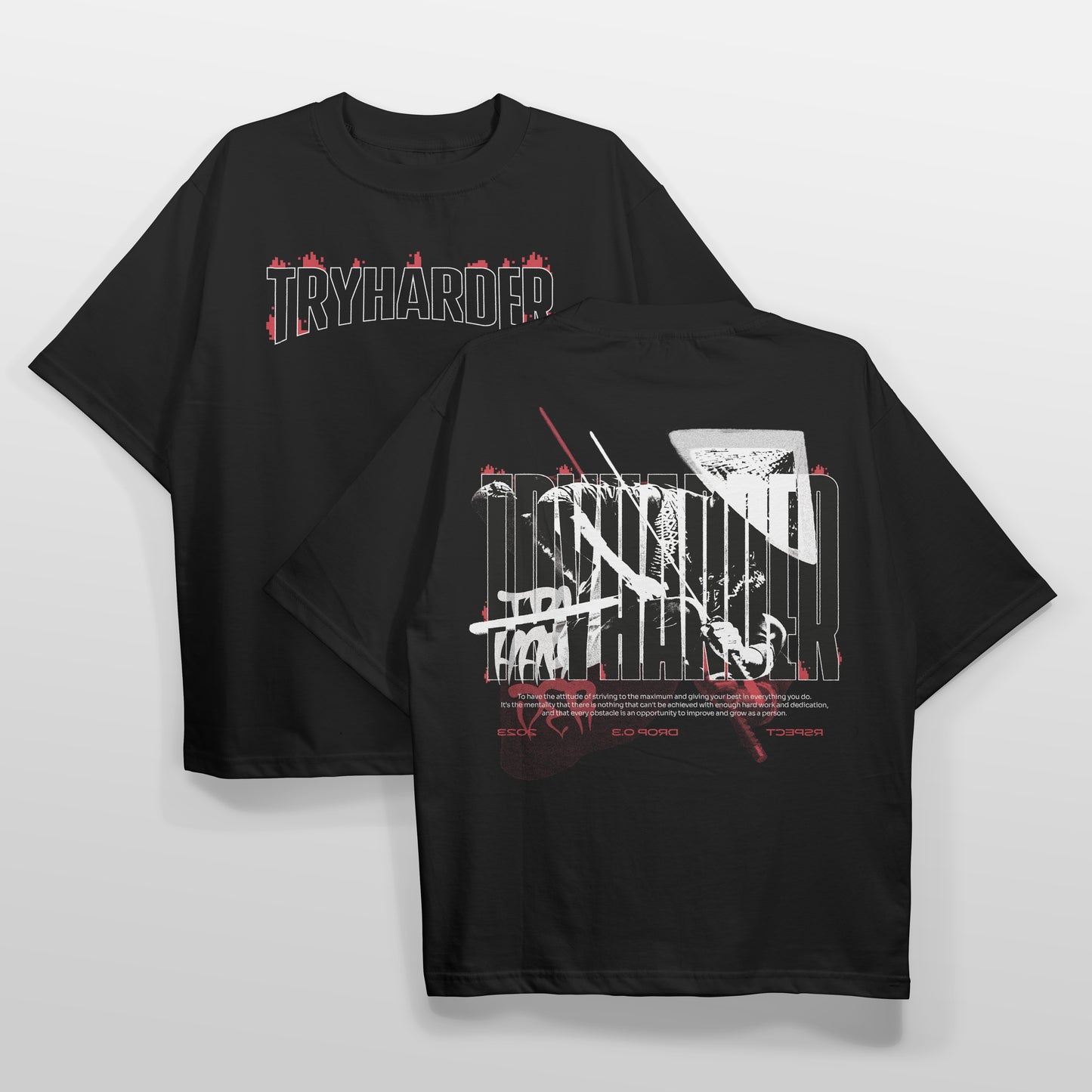 Camiseta oversize tryharder delante y detrás rspect gaming