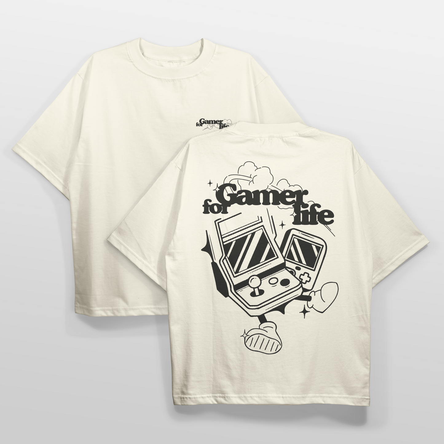 Camiseta gamer for life negro delante y detrás rspect gaming