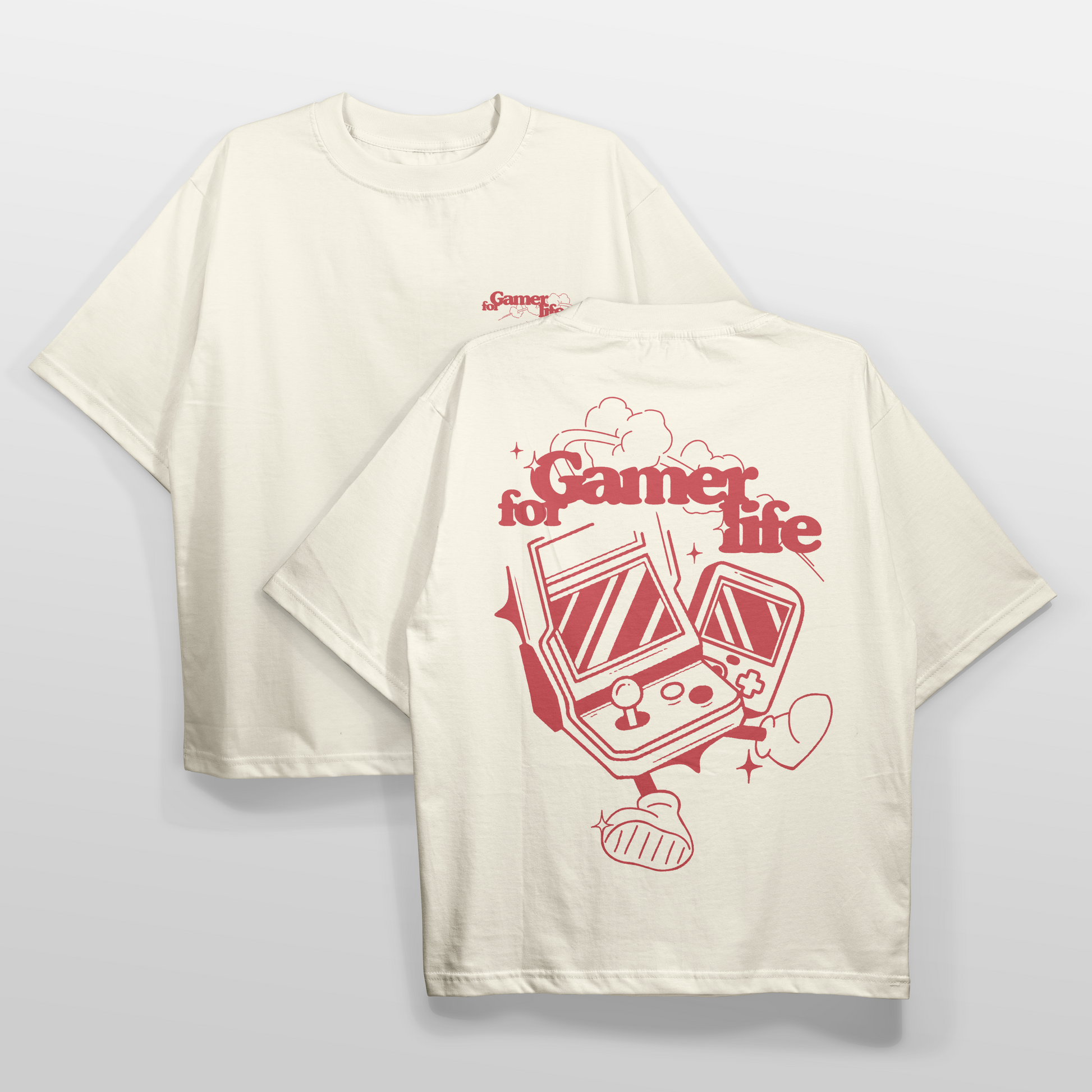 Camiseta gamer for life roja delante y detrás rspect gaming