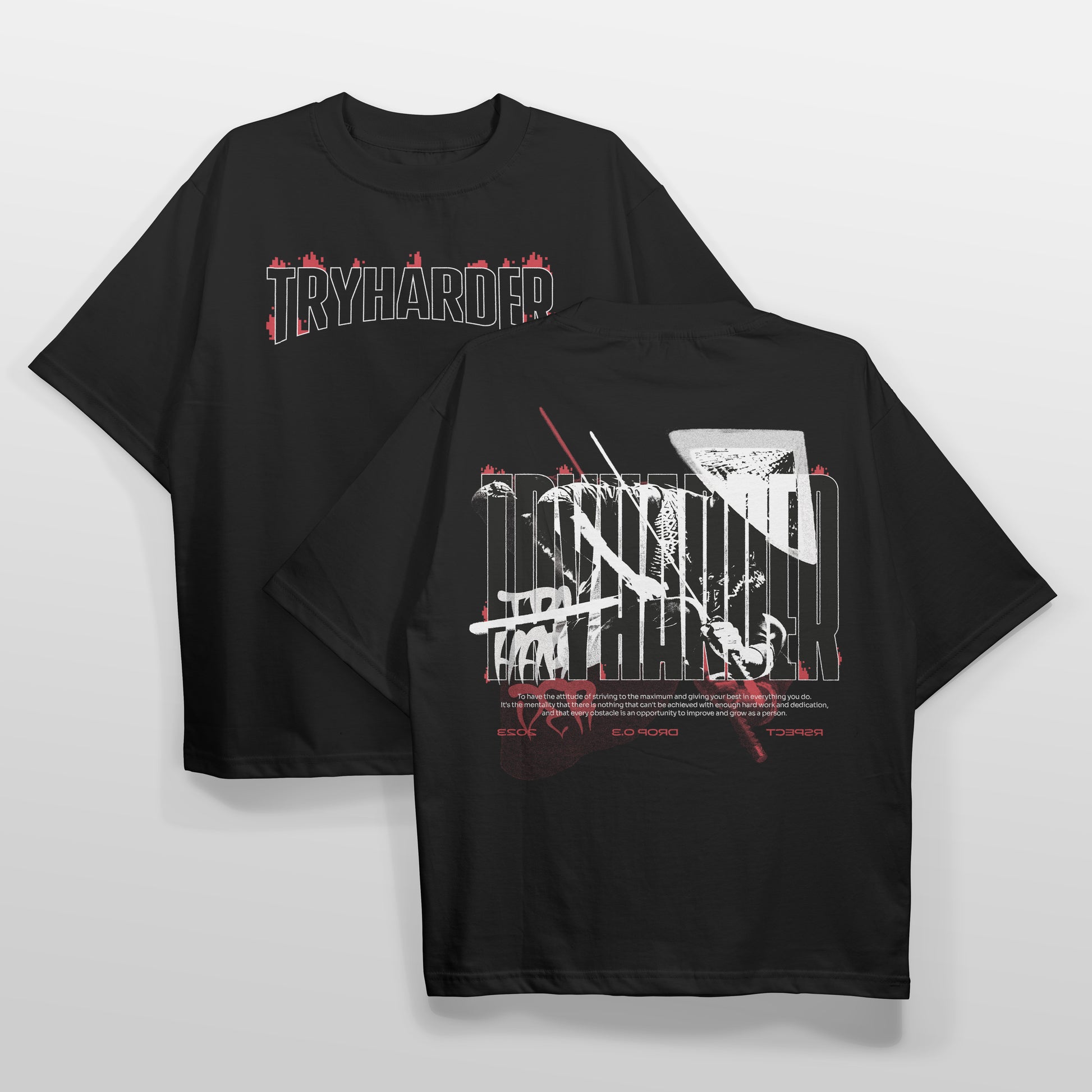 Camiseta oversize tryharder delante y detrás rspect gaming