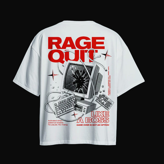 CAMISETA OVERSIZE RAGE QUIT BLANCA